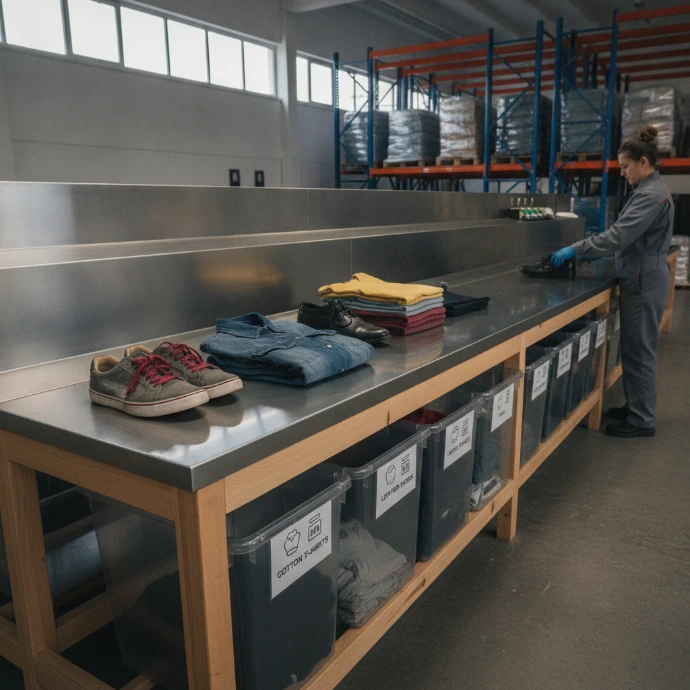 AI Generated Table de tri textile réaliste et ordonnée